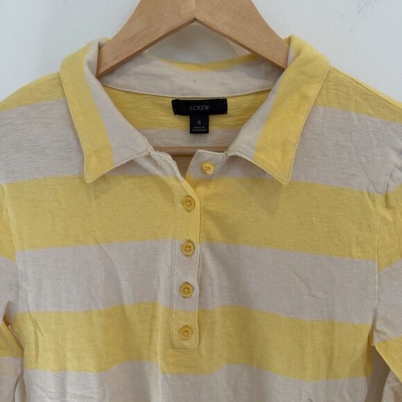 NEW J Crew Shirt Women’s Small Butter Yellow Rugby Striped Polo Knit Y2K Preppy - Picture 2 of 14